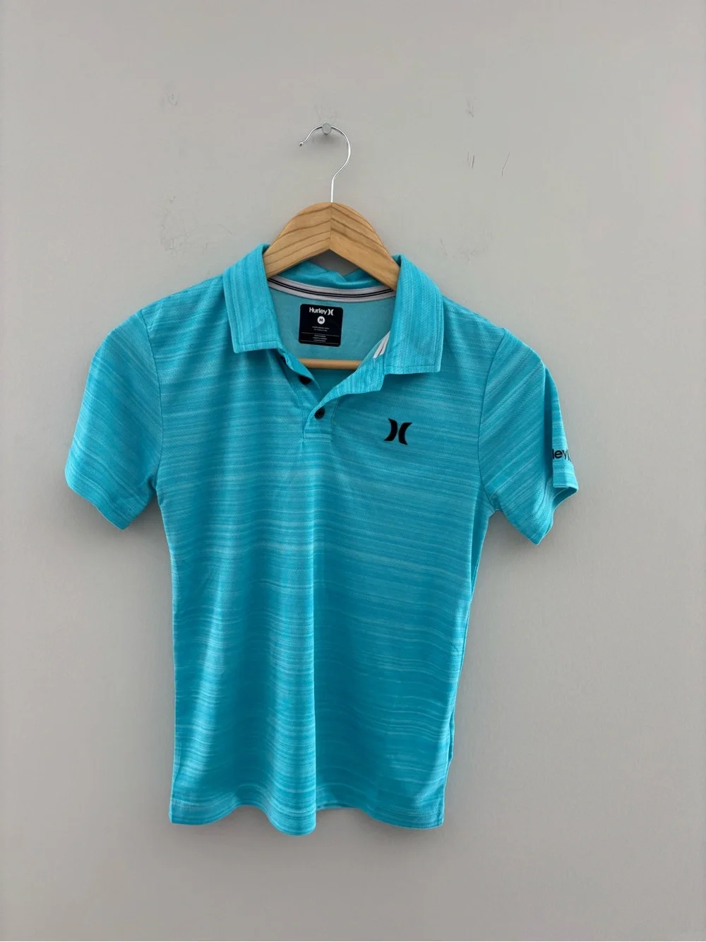 Hurley Boys Blue Striped Polo Shirt Youth Large Casual School Shirt